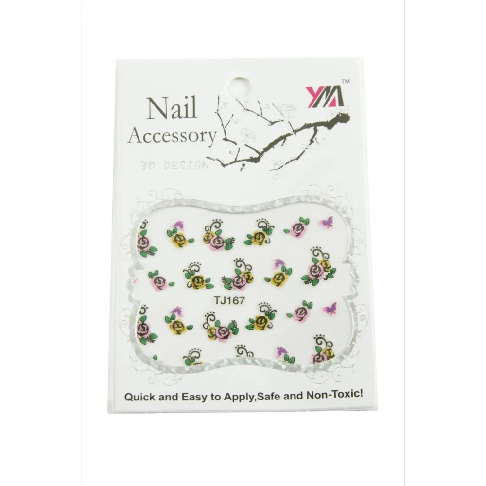 Gül Tırnak Aksesuarı Tattoo Sticker-Beyaz