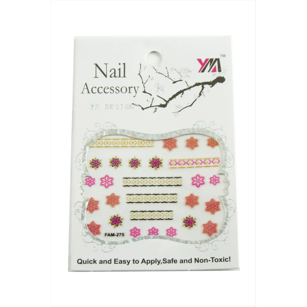 Çiçek Tırnak Aksesuarı Tattoo Sticker-Beyaz