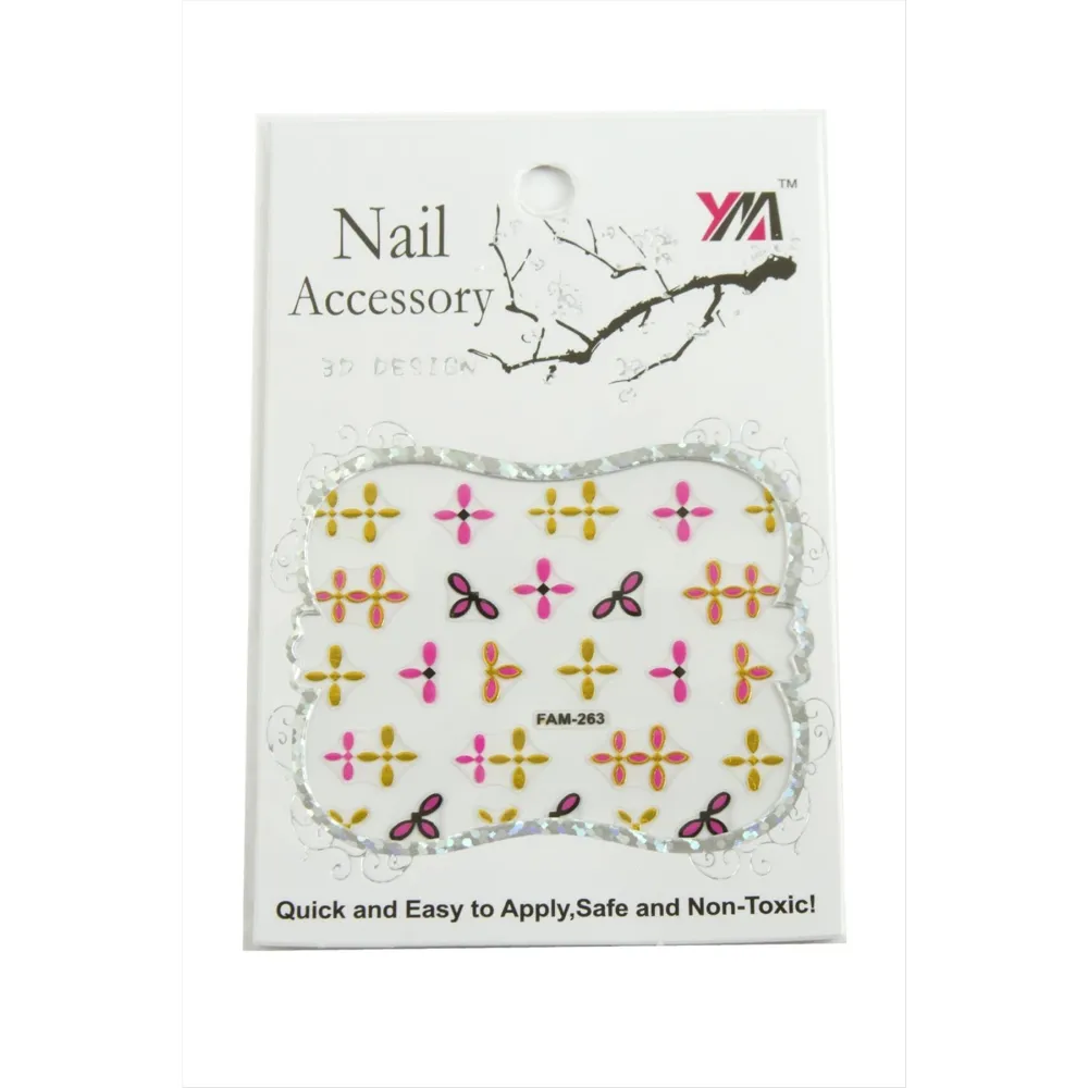 Çiçek Tırnak Aksesuarı Tattoo Sticker-Beyaz