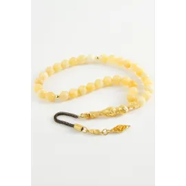 Akik Doğaltaş Tesbih 8 mm-Sarı