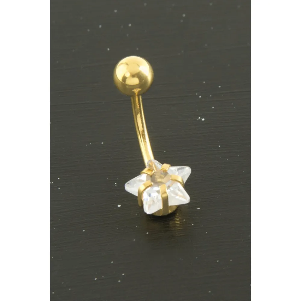 Yıldız Zirkon Taşlı Çelik Piercing 1 Adet-Gümüş Rengi