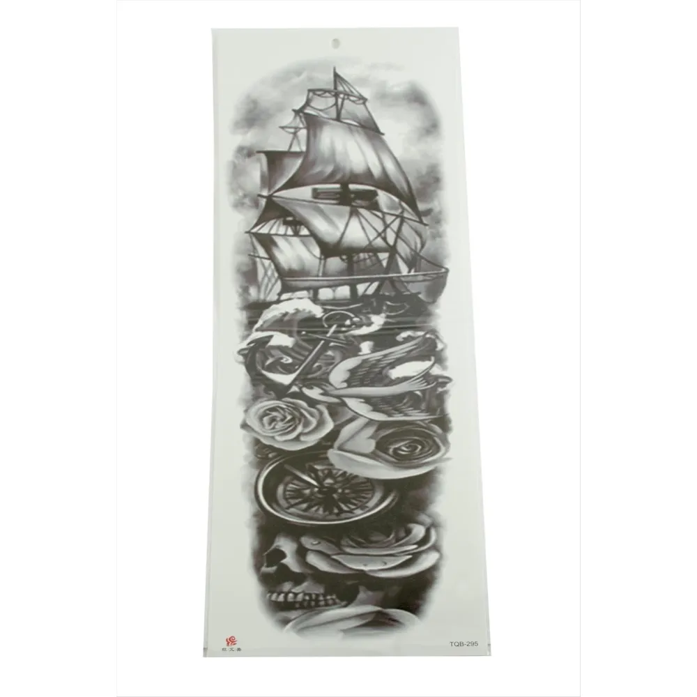 Gemi Tattoo Kol Dövme Sticker-Siyah
