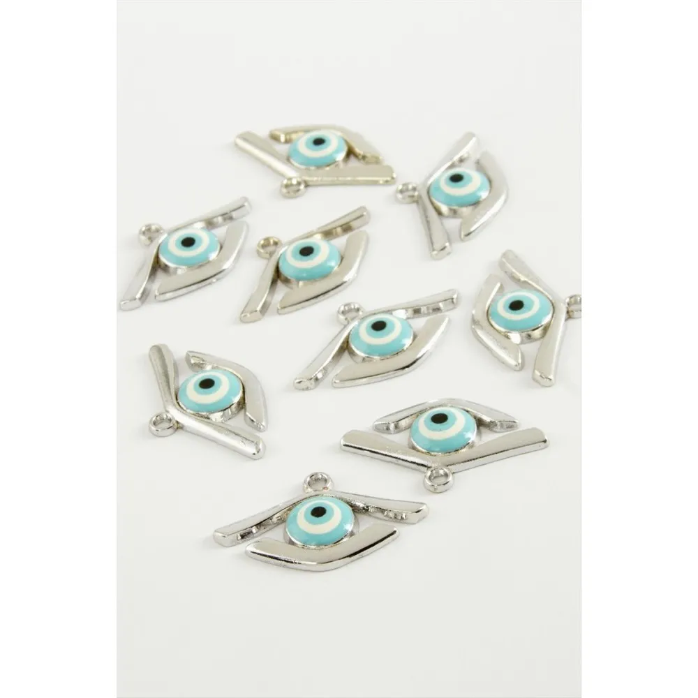 Göz Tek Kulplu Mineli Bileklik Ve Kolye Ucu Aparatı 1 Adet-Beyaz