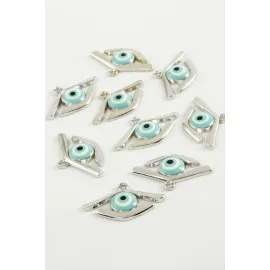 Göz Tek Kulplu Mineli Bileklik Ve Kolye Ucu Aparatı 1 Adet-Beyaz