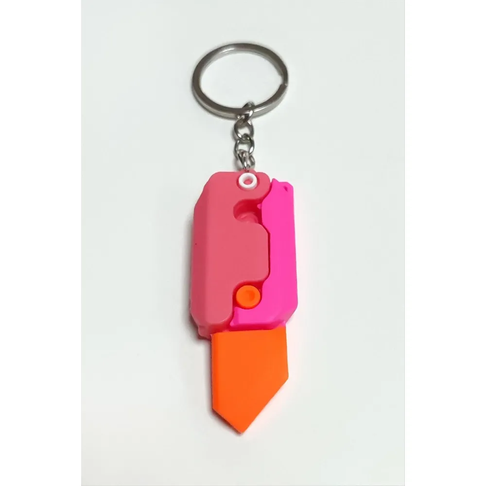 Bıçak Silikon Anahtarlık-Pembe