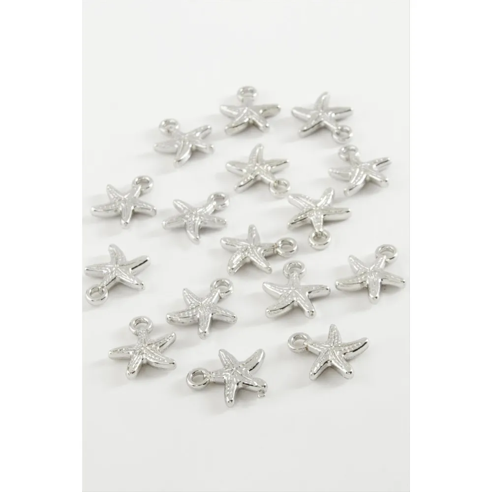 Deniz Yıldızı Tek Kulp Metal Bileklik Ve Kolye Ucu Aparatı 1 Adet-Gümüş Rengi