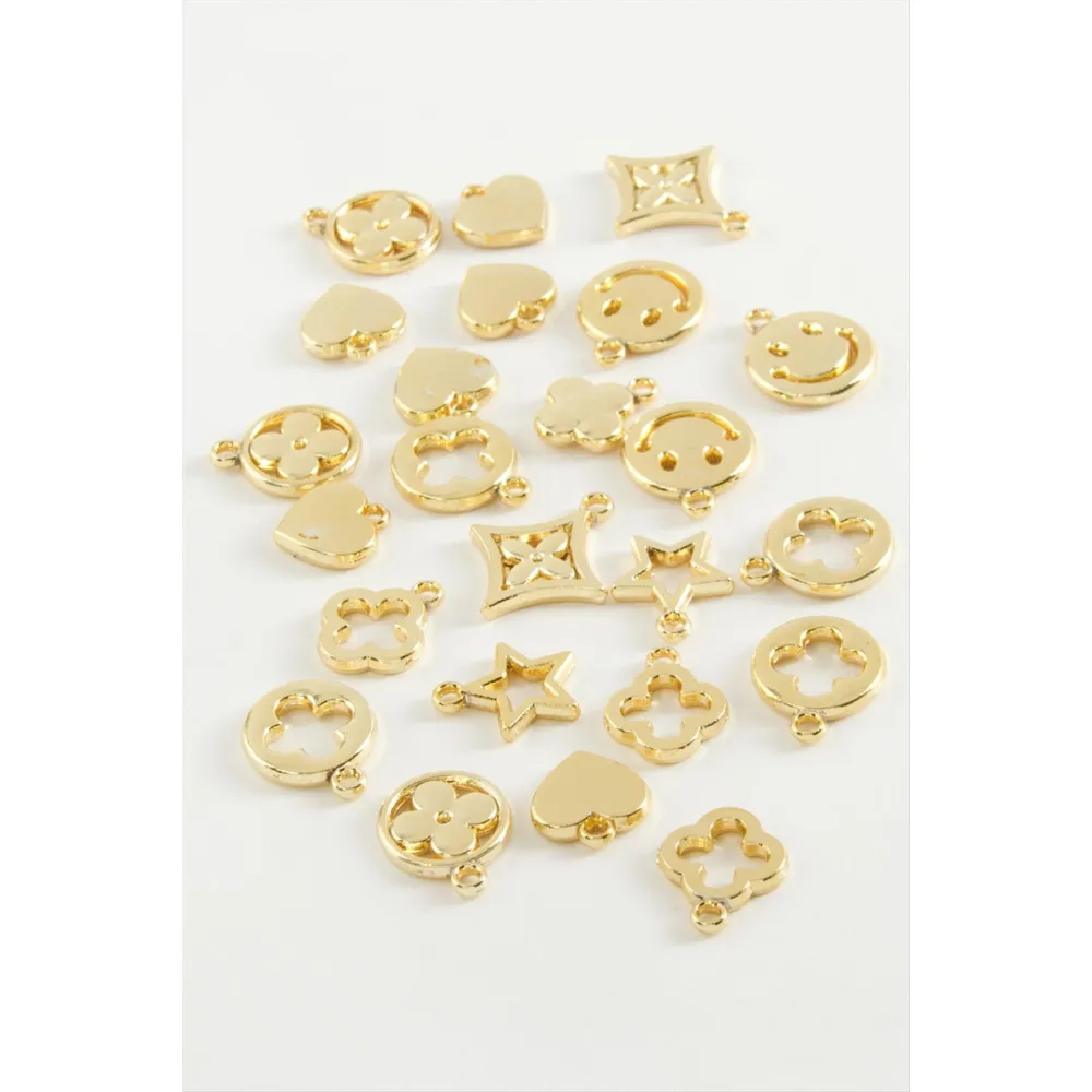 Karışık Tek Kulplu Metal Bileklik ve Kolye Ucu Aparatı 1 Adet-Sarı