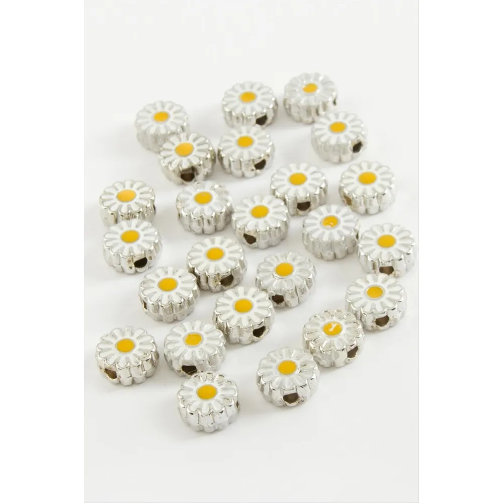 Papatya Mineli Bileklik ve Kolye Ucu Aparatı 1 Adet-Gümüş Rengi