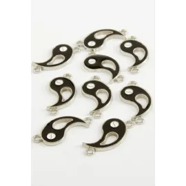 Yin Yang Çift Kulp Mineli Bileklik ve Kolye Ucu Aparatı 1 Adet-Beyaz