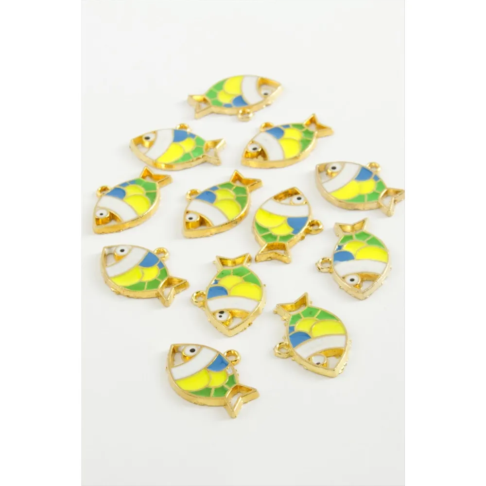 Balık Tek Kulp Mineli Bileklik Ve Kolye Ucu Aparatı 1 Adet-Sarı