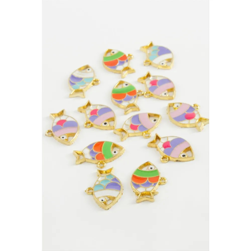 Balık Tek Kulp Mineli Bileklik Ve Kolye Ucu Aparatı 1 Adet-Sarı