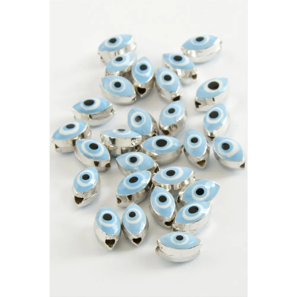 Oval Nazar Mineli Bileklik ve Kolye Ucu Aparatı 1 Adet-Mavi