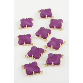 Çiçek Tek Kulp Polyester Bileklik ve Kolye Ucu Aparatı 1 Adet-Açık Pembe