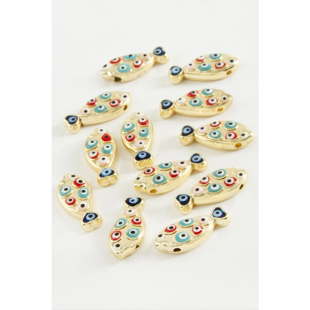 Balık Nazar Mineli Bileklik Ve Kolye Ucu Aparatı 1 Adet-Sarı