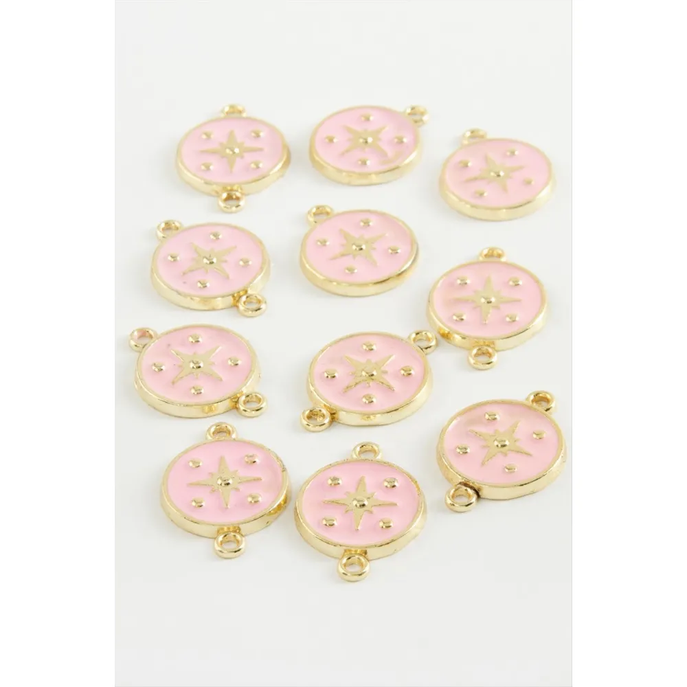 Yıldız Tek Kulplu Mineli Bileklik ve Kolye Ucu Aparatı 1 Adet-Pembe