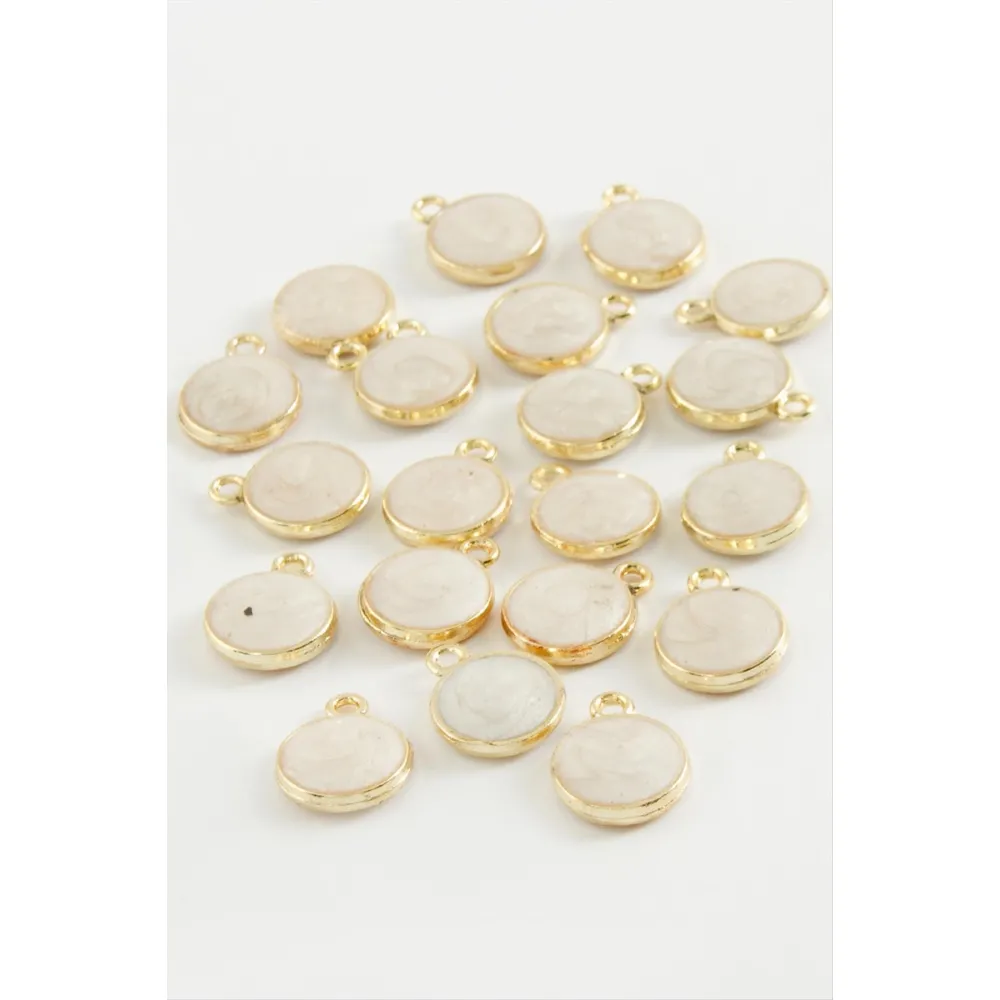 Yuvarlak Tek Kulplu Mineli Bileklik ve Kolye Ucu Aparatı 1 Adet-Krem