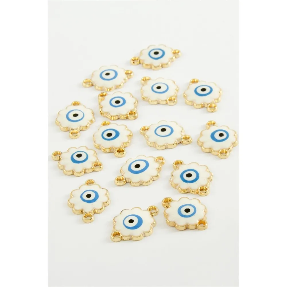 Çiçek Çift Kulplu Mineli Bileklik Ve Kolye Ucu Aparatı 1 Adet-Beyaz