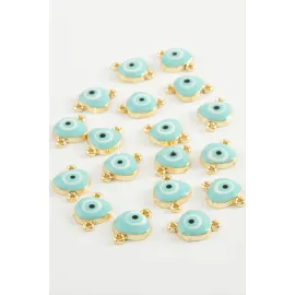 Nazar Çift Kulplu Mineli Bileklik ve Kolye Ucu Aparatı 1 Adet-Beyaz