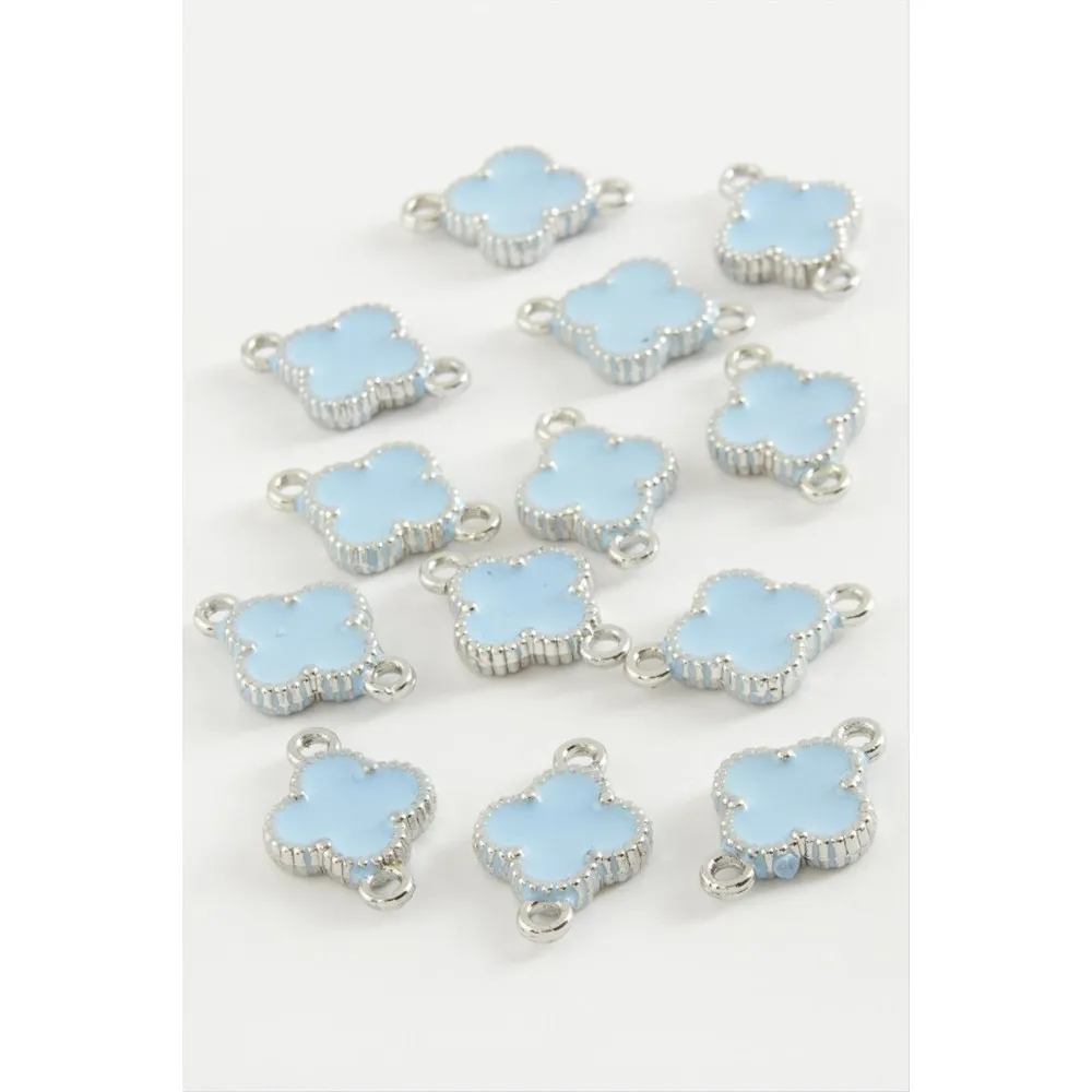 Çiçek Çift Kulplu Mineli Bileklik Ve Kolye Ucu Aparatı 1 Adet-Mavi