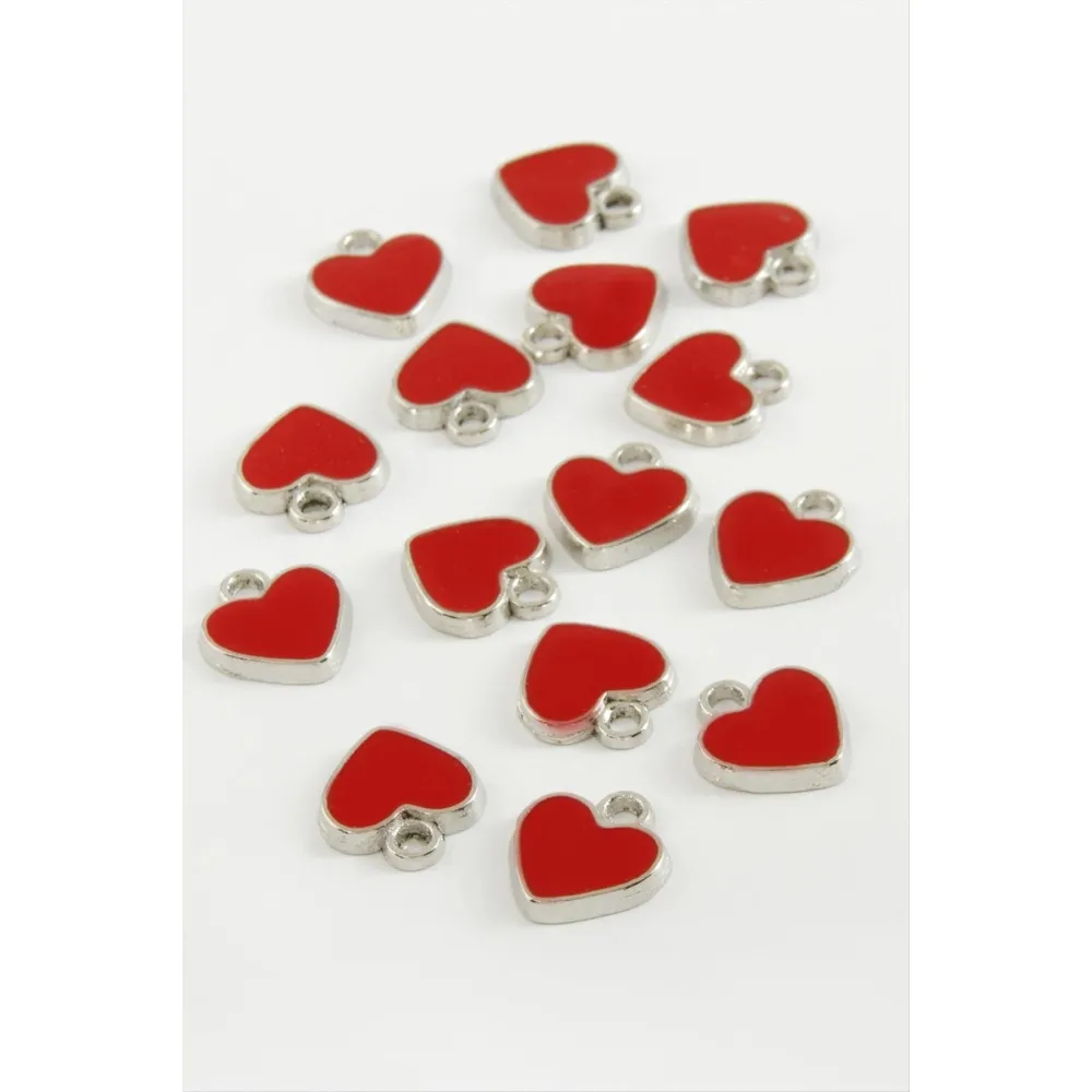 Kalp Mineli Bileklik ve Kolye Ucu Aparatı 1 Adet-Kırmızı