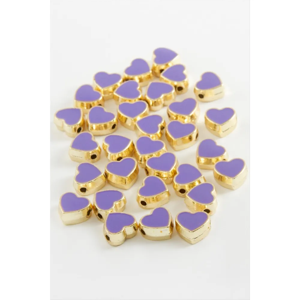 Kalp Mineli Bileklik ve Kolye Ucu Aparatı 1 Adet-Lila