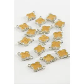 Çiçek Çift Kulplu Mineli Bileklik Ve Kolye Ucu Aparatı 1 Adet-Açık Mavi