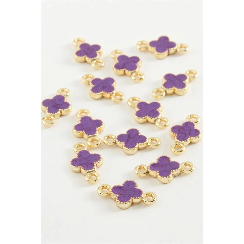 Çiçek Çift Kulplu Mineli Bileklik ve Kolye Ucu Aparatı 1 Adet-Mor