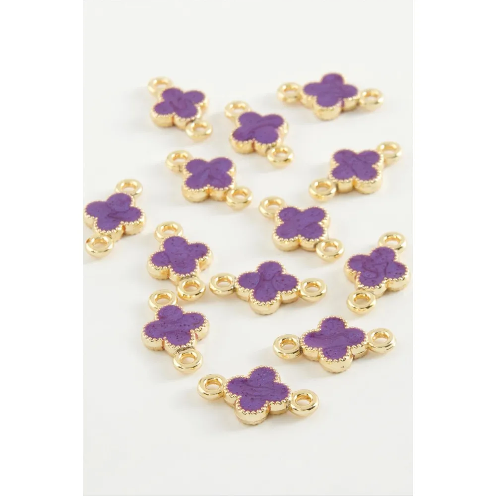 Çiçek Çift Kulplu Mineli Bileklik Ve Kolye Ucu Aparatı 1 Adet-Krem