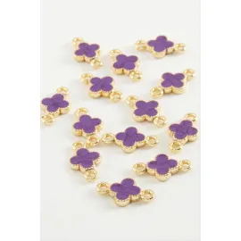 Çiçek Çift Kulplu Mineli Bileklik Ve Kolye Ucu Aparatı 1 Adet-Krem