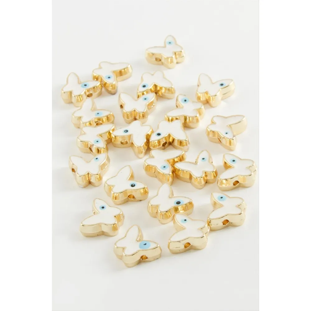 Kelebek Mineli Bileklik ve Kolye Ucu Aparatı 1 Adet-Beyaz