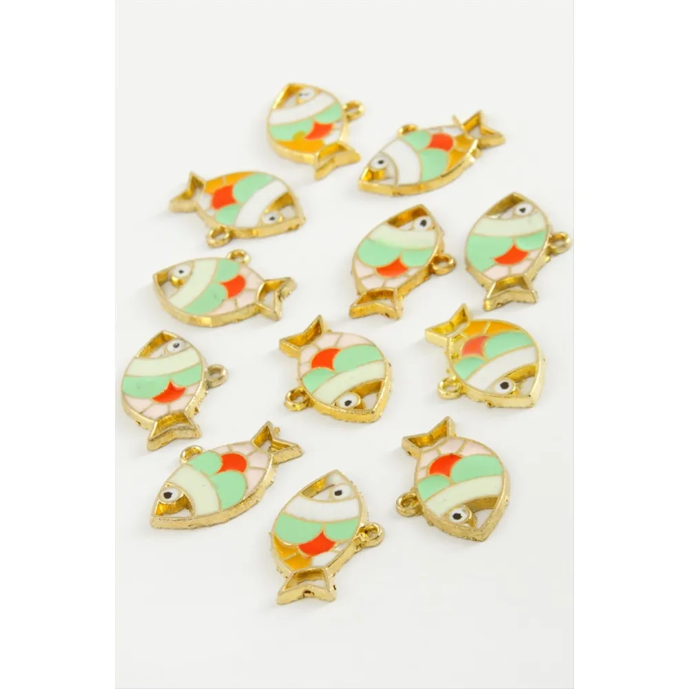 Balık Tek Kulp Mineli Bileklik Ve Kolye Ucu Aparatı 1 Adet-Sarı