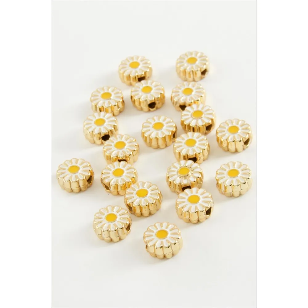 Papatya Mineli Bileklik ve Kolye Ucu Aparatı 1 Adet-Sarı