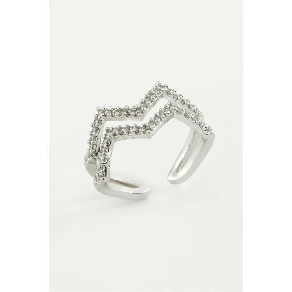 Zikzak Zirkon Taşlı Yüzük-Sarı