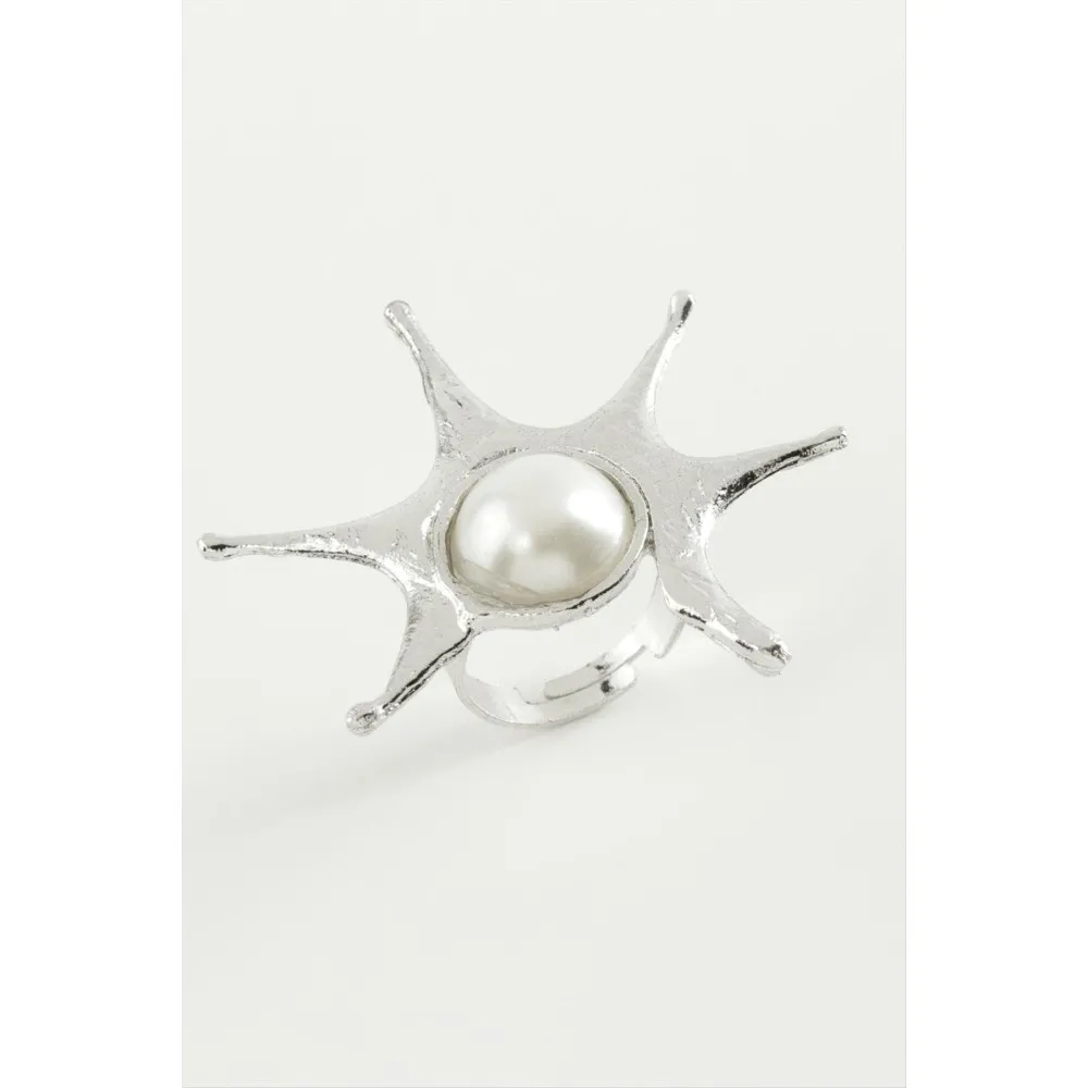 Güneş İnci Metal Yüzük-Sarı