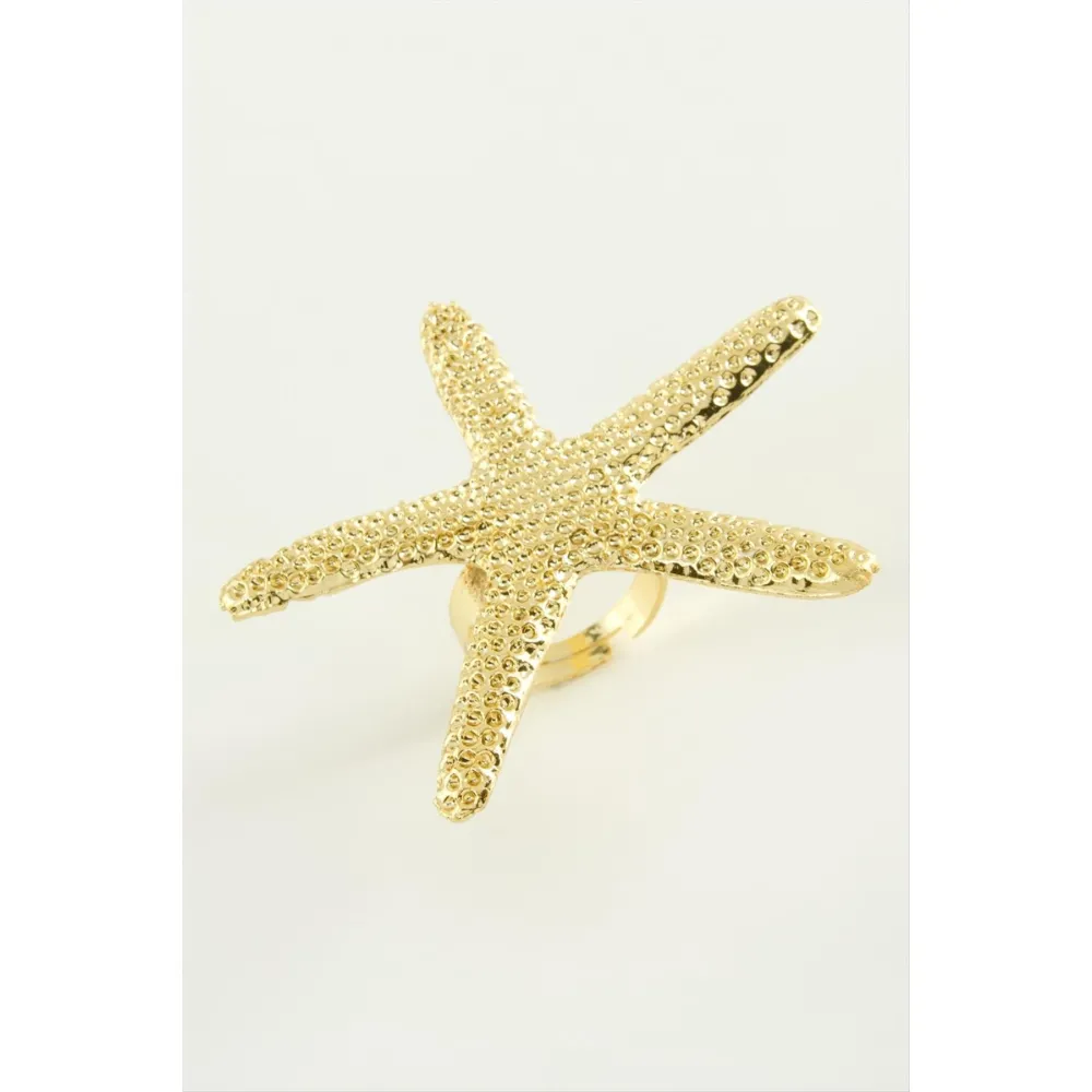 Deniz Yıldızı Metal Yüzük-Gümüş Rengi