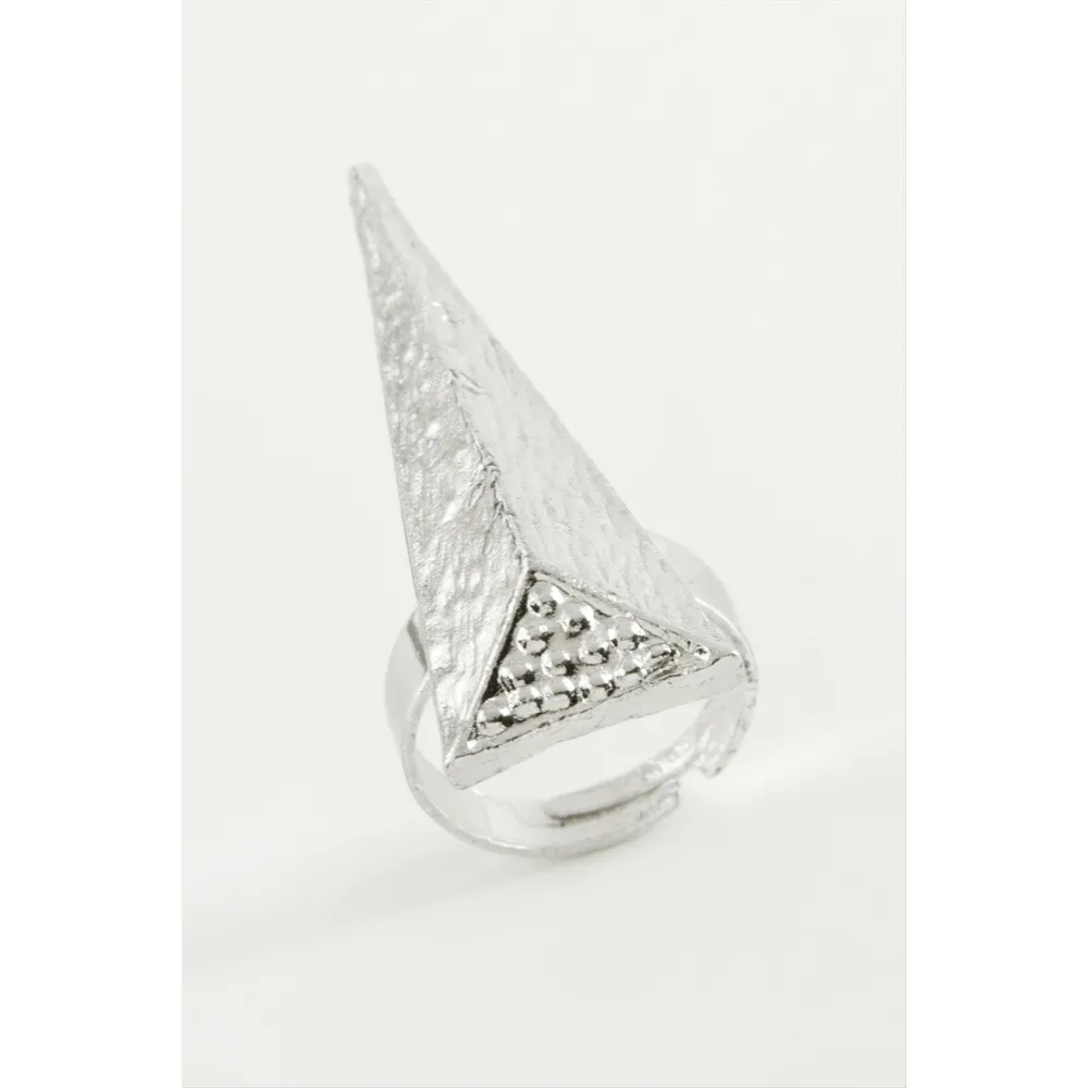 Piramit Metal Yüzük-Gümüş Rengi