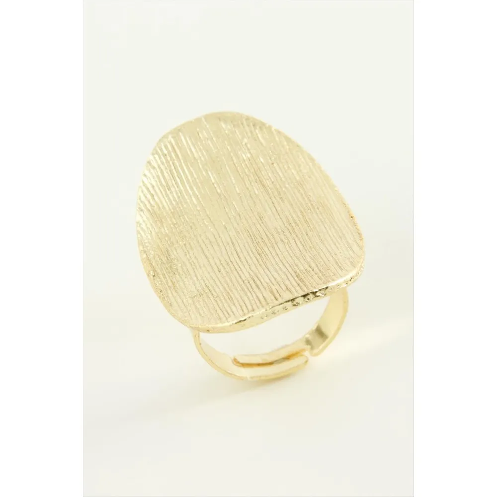 Oval Metal Yüzük-Sarı