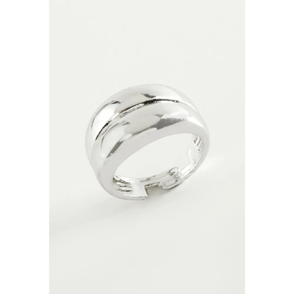 Çift Sıra Metal Yüzük-Gümüş Rengi