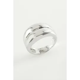 Çift Sıra Metal Yüzük-Gümüş Rengi