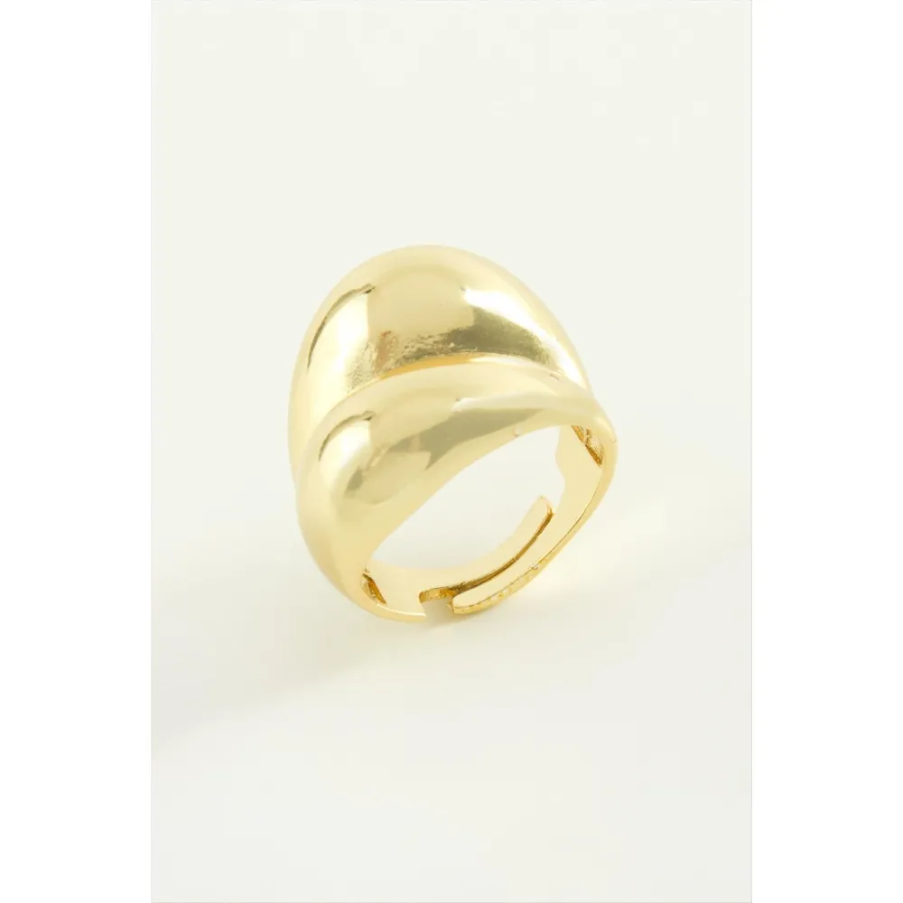 Oval Metal Yüzük-Sarı