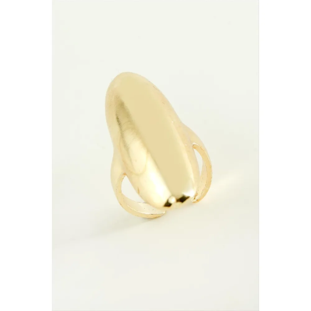 Oval Metal Yüzük-Sarı