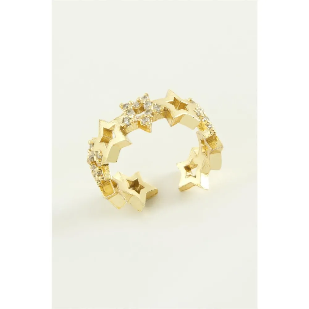 Yıldız Zirkon Taşlı Yüzük-Gümüş Rengi