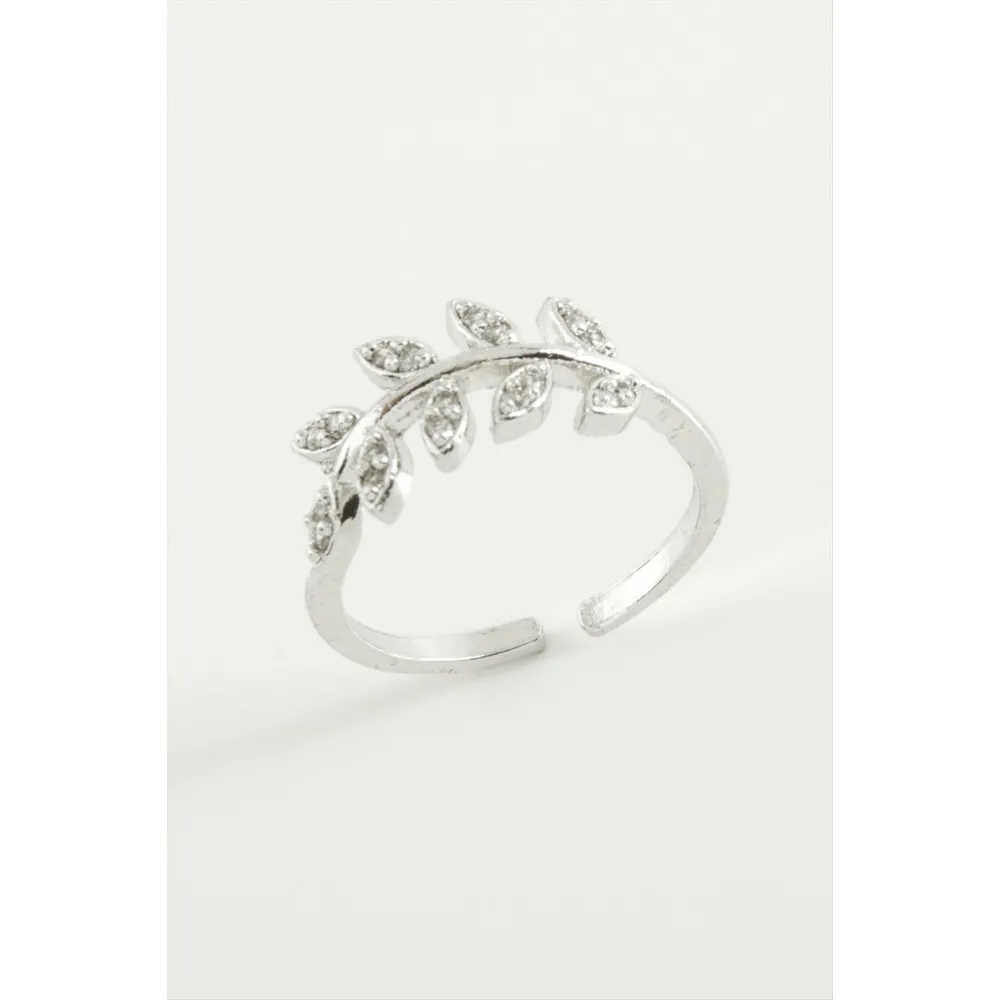 Yaprak Zirkon Taşlı Yüzük-Sarı