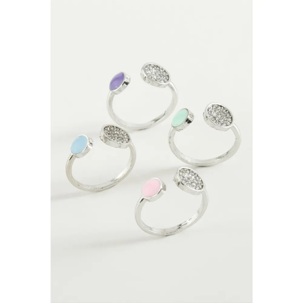 Yuvarlak Taşlı Mineli Eklem Yüzük-Sarı