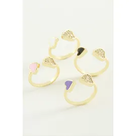 Kalp Taşlı Mineli Eklem Yüzük-Sarı