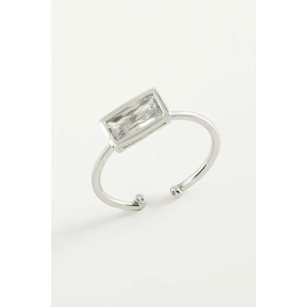 Dikdörtgen Zirkon Taşlı Yüzük-Sarı