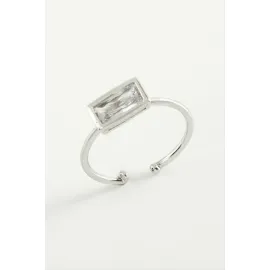 Dikdörtgen Zirkon Taşlı Yüzük-Sarı