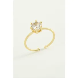 Zirkon Tektaşlı Yüzük-Gümüş Rengi