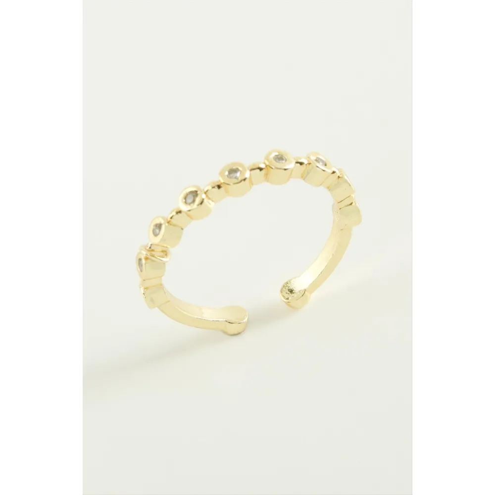 Yuvarlak Zirkon Taşlı Yüzük-Gümüş Rengi