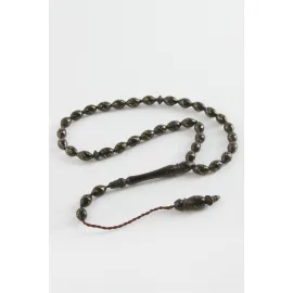 Damla Kesim İşlemeli Kuka Tesbih 5X8 mm-Siyah
